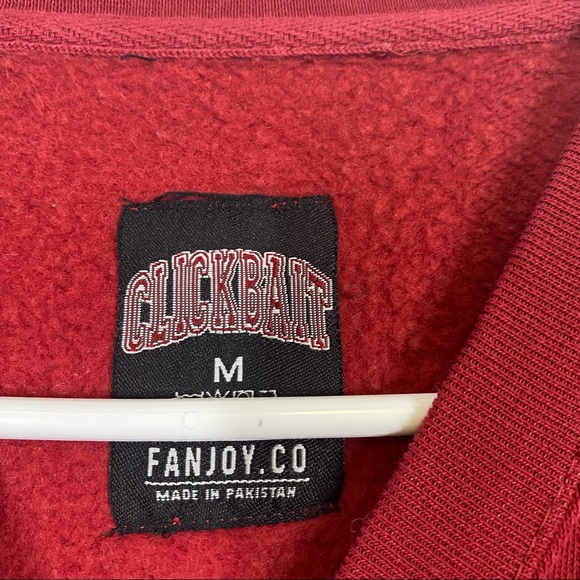 CLICKBAIT Red Crewneck Sweatshirt Graphic Top M - Picture 3 of 4